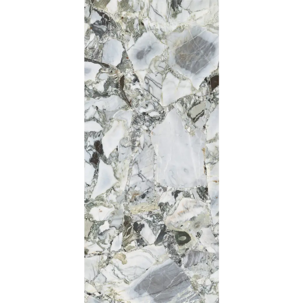 Polished White Beauty Gepolijst slab met grijs-witte patronen 120x280 rett