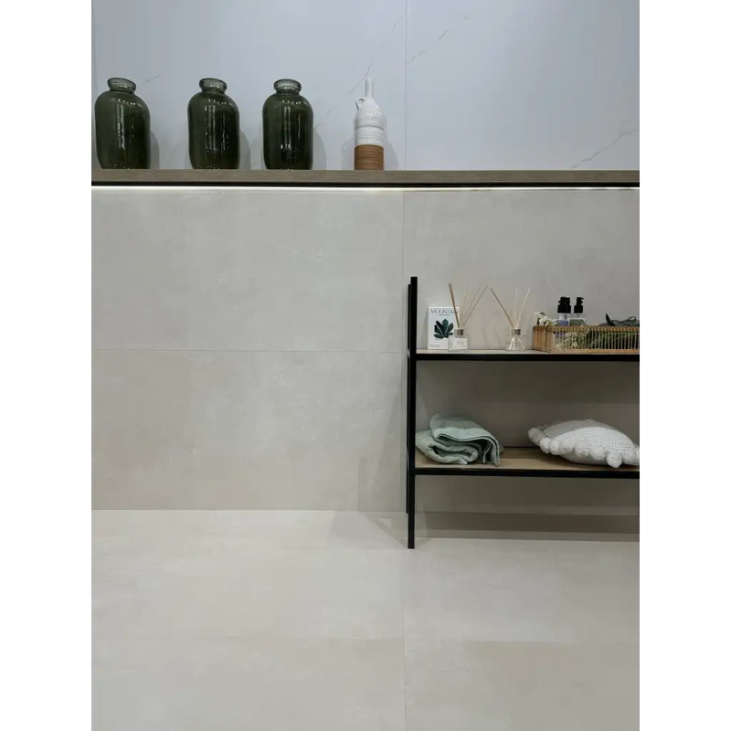 Moderne wonder mud keramische tegel shelving unit met handdoeken