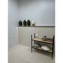 Wonder Mud keramische tegel moderne betonlook tweelaags houten plank met zwart metalen frame