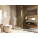 Moderne badkamer met Woodwise Fluted 6mm en stijlvolle glazen douche en zwevende wastafel