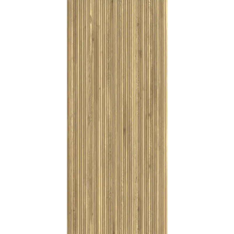 Verticale bruine houten latten in parallelle patronen van Woodwise Fluted 6mm