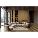 Beige sectional sofa with plush cushions on Woodwise Fluted 6mm 60x120 display