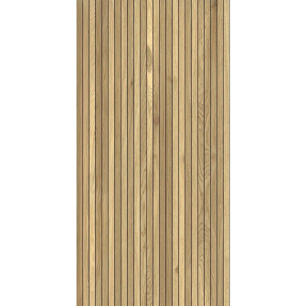 Verticale houten latten in parallel patroon van Woodwise Fluted 6mm 60x120 Rett