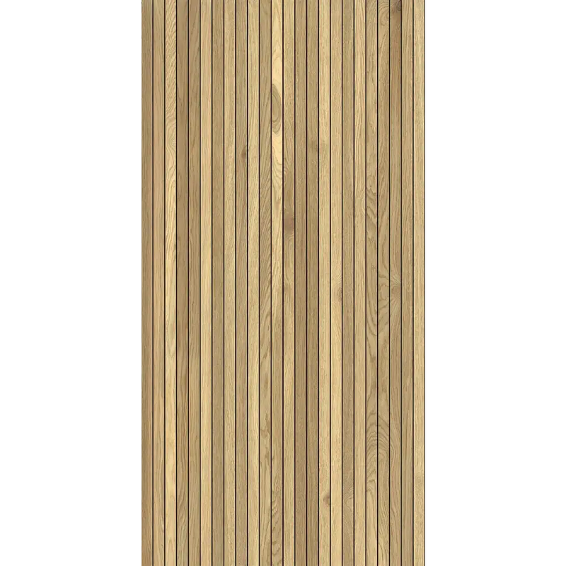 Verticale houten latten in parallel patroon van Woodwise Fluted 6mm 60x120 Rett