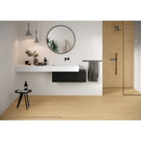 Minimalistische badkamer met Would Sugar 22,5x90 rett en elegante verlichting