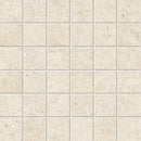 Crème-kleurige vierkante tegels in een grid, perfect voor Yacht Ivory mozaïek 5x5