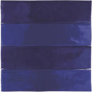 Vier horizontale navy blauwe keramische tegels van Zelij Azul Cobalto 5x20