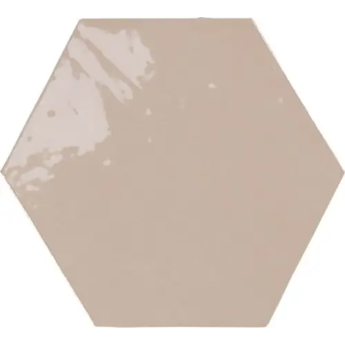 Beige hexagonale keramische tegel met glanzende afwerking, Zellige Hexa Nude