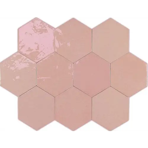 Zellige Hexa Pink tegels in een honingraatpatroon met een mooie roze tint