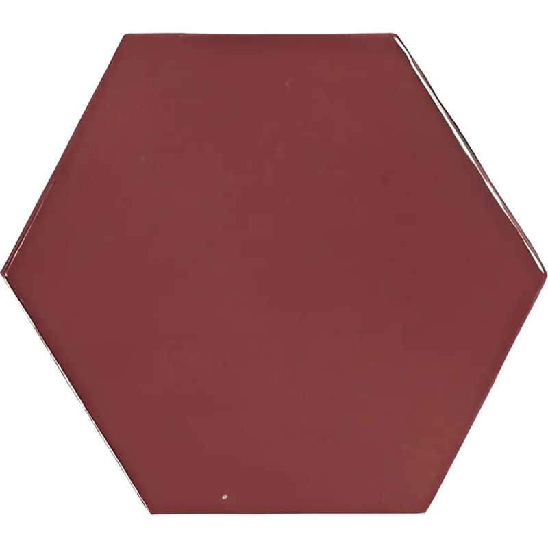 Bordeaux hexagonaal tegel in een effen kleur, Zellige Hexa Wine 10,8x12,4