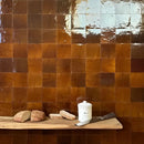 Zelliges Alhambra noisette 10x10cm witte keramische pot met huis op zijde