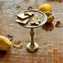 Zelliges Alhambra 13 Marron 10x10 cm messing pedestal tafel met mozaïekblad