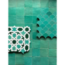 Turquoise Zelliges Alhambra 10x10 cm met Islamitische patronen in Vert Ocean