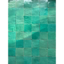 Turquoise Zellige tiles in a square pattern from Zelliges Alhambra 17 Vert Ocean 10x10 cm