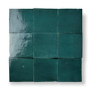 Diepe groene Zelliges Alhambra 19 Petrol 10x10 cm vloertegels, glanzend en textuur