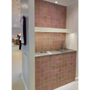 Built-in wall unit with Zelliges Alhambra 10x10cm tile and white shelving