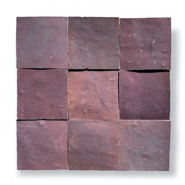 Negen chocoladesquares in een 3x3 grid van Zelliges Alhambra Aubergine