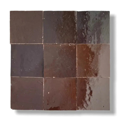 Wandtegel zelliges handgemaakt chocolat bruin 10x10 cm — Alhambra 34 Chocolat | Toptegels