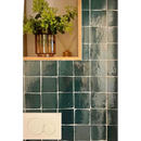 Glanzende donkergroene keramische tegels in geometrisch patroon, Zelliges Alhambra 10x10 cm