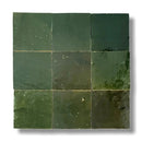 Groene keramische tegels in 3x3 grid, Zelliges Alhambra 36 Vert Bouteille 10x10 cm