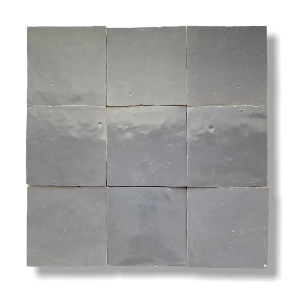 Zelliges Alhambra 63 Gris Souris tegels in een 3x3 vlak patroon van 10x10 cm