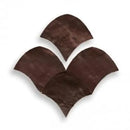 Zelliges Alhambra Alhambra Fishscale 34 Chocolat, vier donkere metalen tegels in klaverpatroon