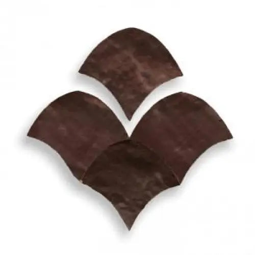 Zelliges Alhambra Alhambra Fishscale 34 Chocolat, vier donkere metalen tegels in klaverpatroon