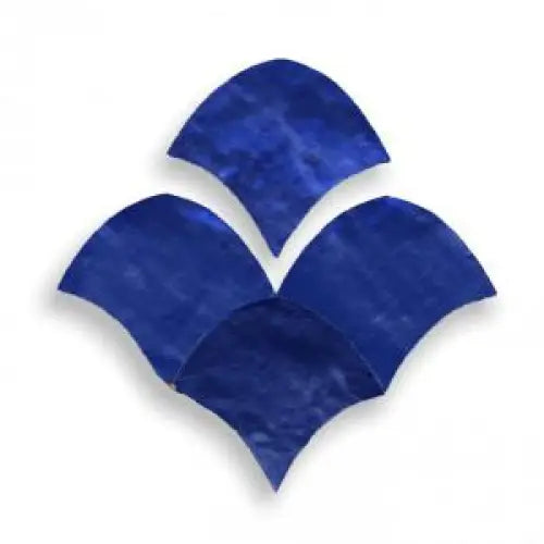 Zelliges Alhambra Alhambra Fishscale Bleu Royale, vier diepblauwe tapijtachtige tegels