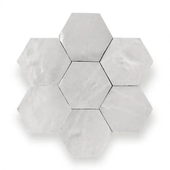 Zelliges Alhambra bejmat noir alhambra hexagone off-white tiles met donkere voegen