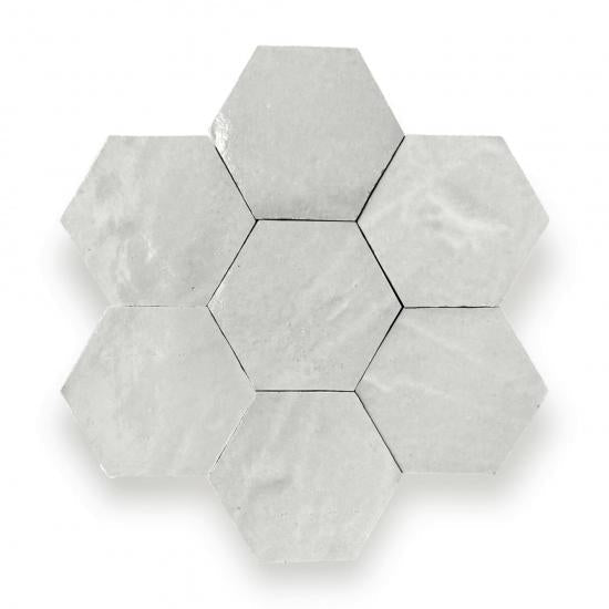 Zelliges Alhambra alhambra hexagone 06 blanc casse gebroken witte tegels