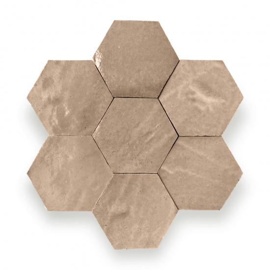 Zelliges Alhambra Alhambra Hexagone café au lait, 7 lichtbruine keramische tegels