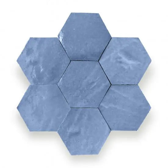 Zelliges Alhambra Alhambra Hexagone 09 Lavande met blauwe marmering voor bejmat en alhambra bejmat