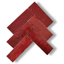 Rode keramische subway tegels in herringbone patroon van Zelliges Alhambra Bejmat