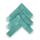 Teal groene Zelliges Alhambra Bejmat 44 Turquoise 5x15 cm in visgraat patroon
