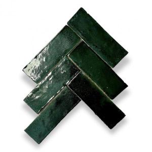 Glanzende, donkere groene keramische tegels Zelliges Alhambra Bejmat 45 Vert Fonce