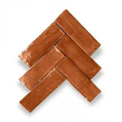 Rode terracotta tegels in herringbone patroon voor Zelliges Alhambra Bejmat 47 Bronze