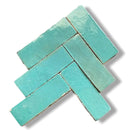 Turquoise Zelliges Alhambra Bejmat 5x15 cm met geometrisch patroon en kleuraccenten