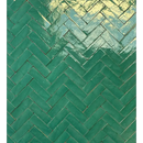 Glanzende groene keramische tegels in een herringbone-patroon van Alhambra Bejmat Vert Ocean