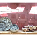 Decoratieve Zelliges Alhambra Bejmat Vieux Rose met mandala-bowls en knoflook